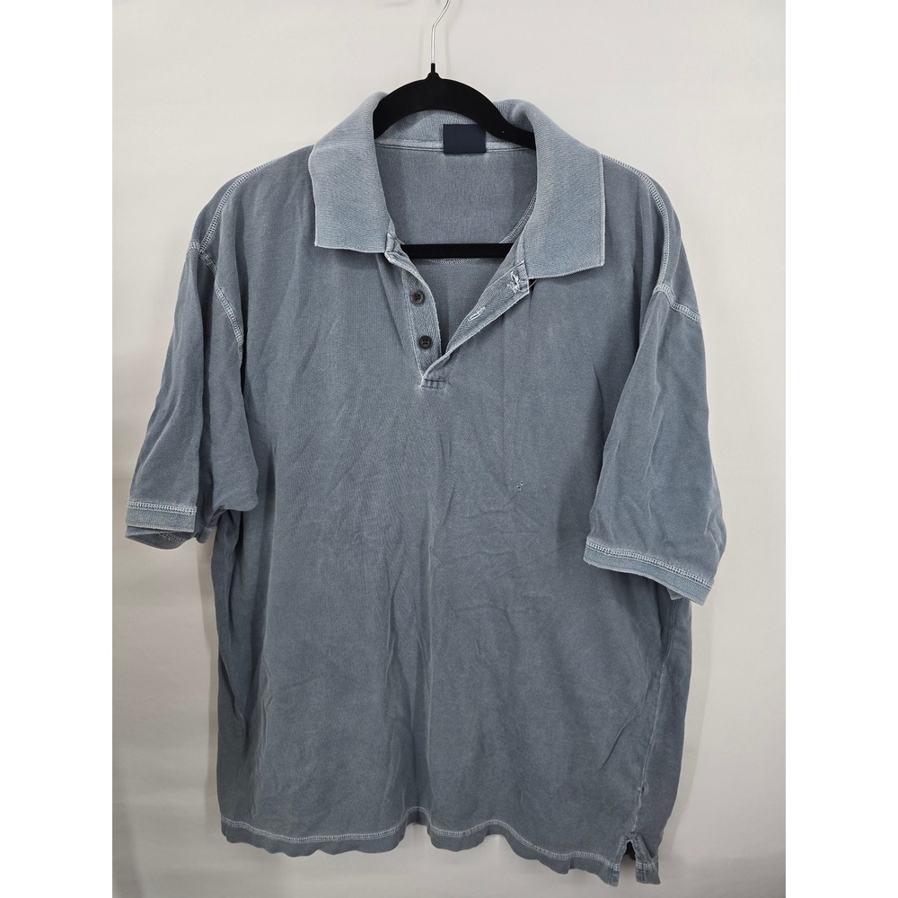 Woolrich Mens Large Faded Blue Short Sleeve Polo Shirt Contrast Stitch 2493